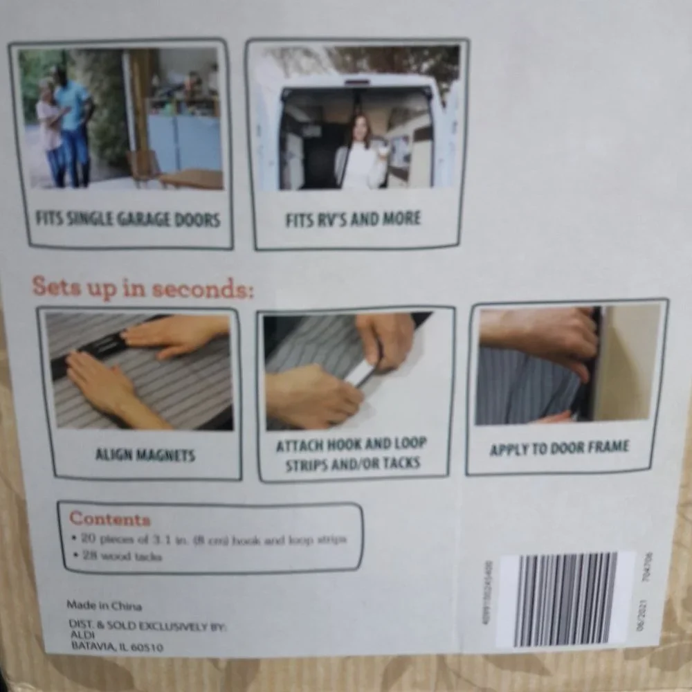 Screen Door Garage One Car RV Large Magnetic Fabric Mesh Doorway Cover 8x9 ft